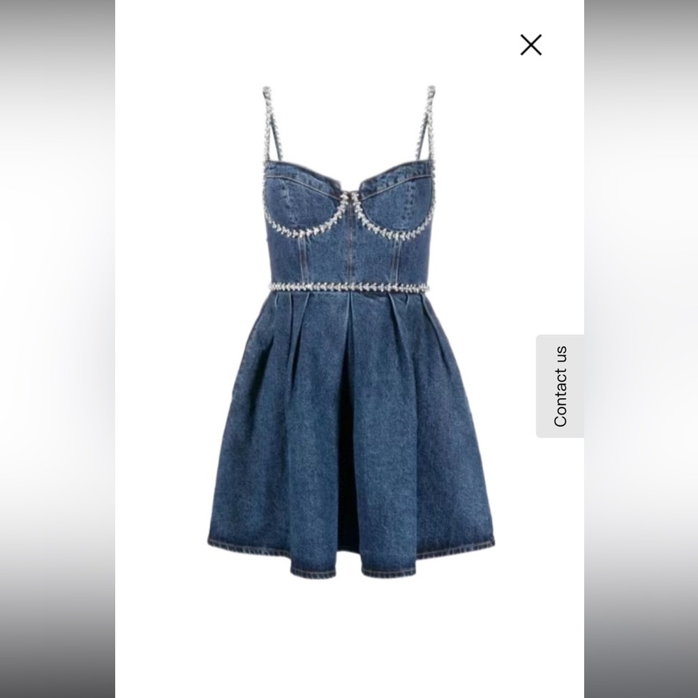 Self Portrait denim diamante mini dressd Size 12 NWT